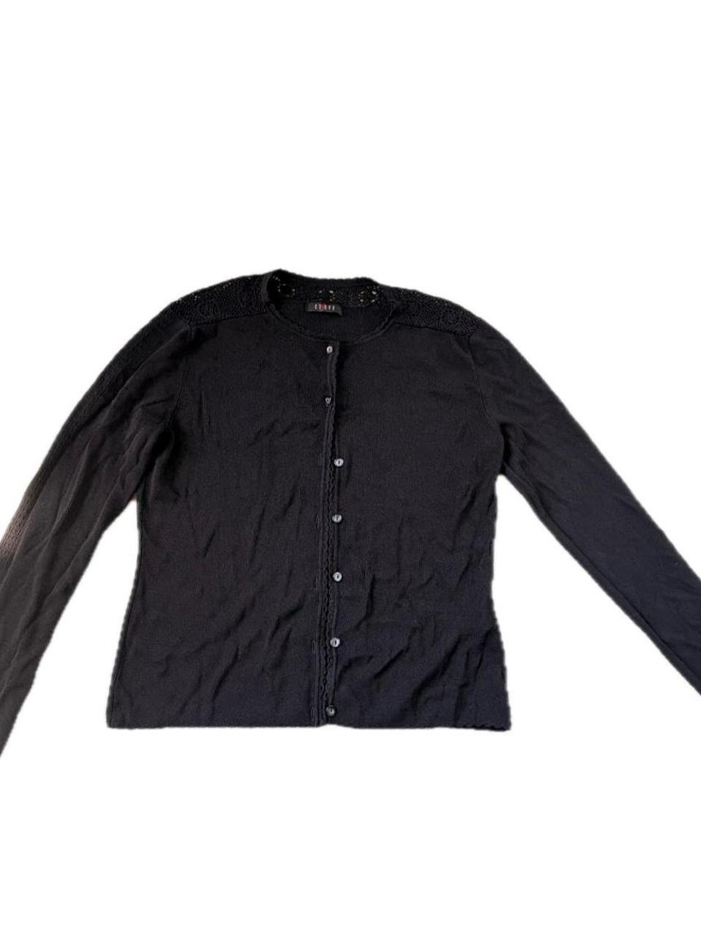 Black Long-Sleeve Button Cardigan